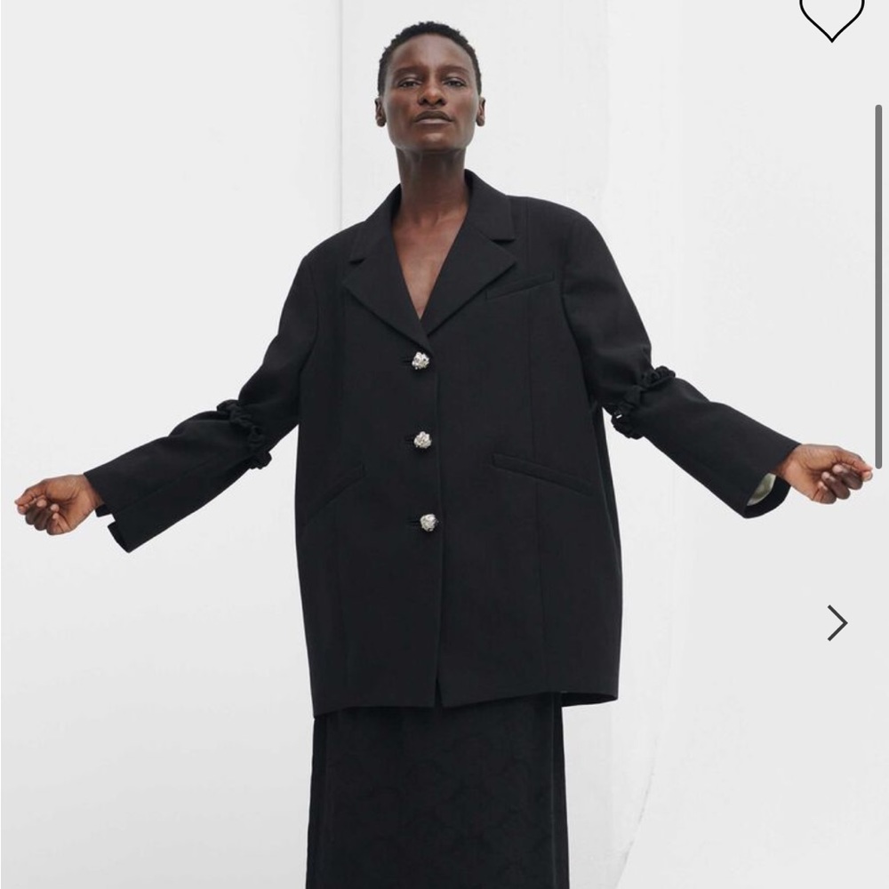 Ganni oversized black blazer ( whiteout the ruffled sleeve cuffs)